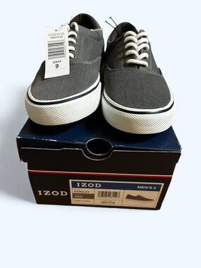Izod Rangley Men's Lace Up Casual Canvas shoe Memory Foam Gray size 9